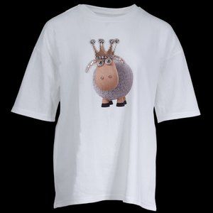 Cartoon hot stamped rhinestone pattern T-shirt